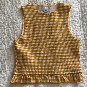 Stylish Mustard Checkered Crop Top